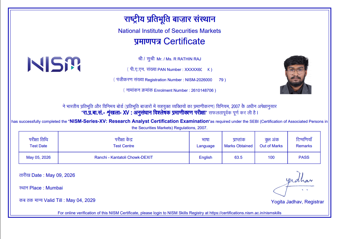 NISM-Series-XV: Research Analyst Certificate